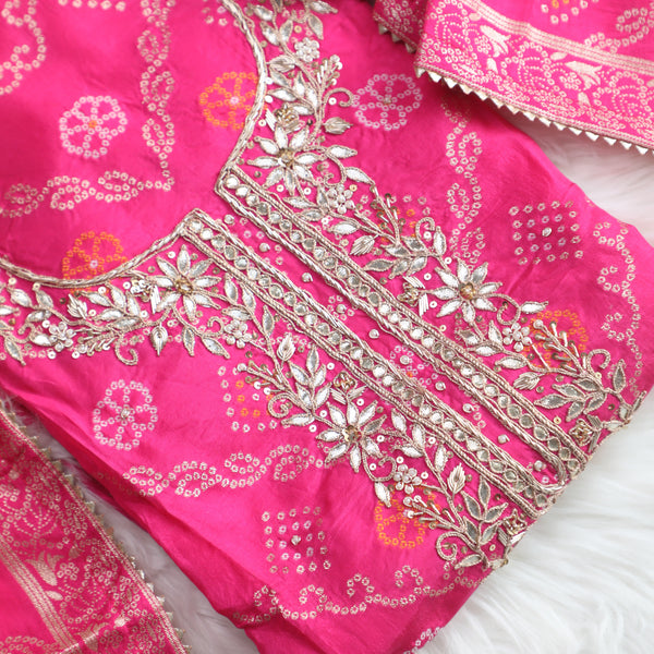 Bandez Pink color Embroidery Suit Set With Dupatta