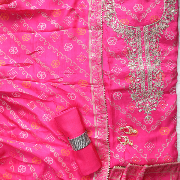 Bandez Pink color Embroidery Suit Set With Dupatta