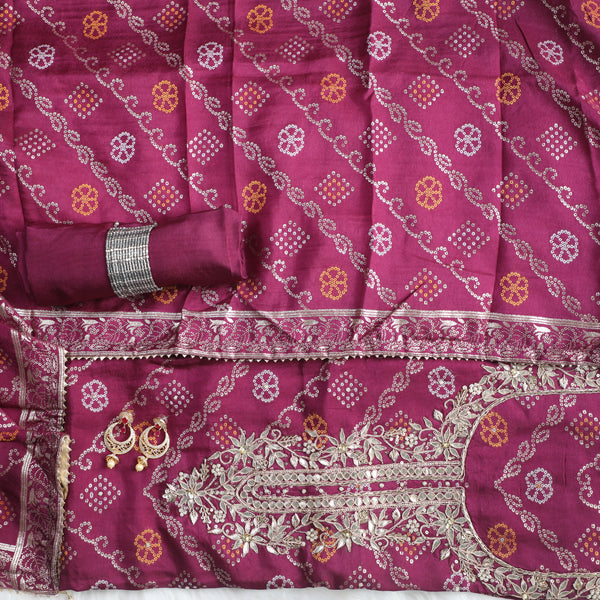 Bandez Purple Color Embroidery Suit Set With Dupatta