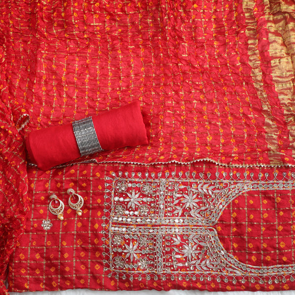 Bandez Red Color Embroidery Suit Set With Dupatta