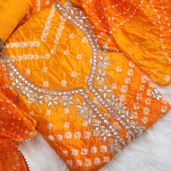 Bandez Orange Color Embroidery Suit Set With Dupatta
