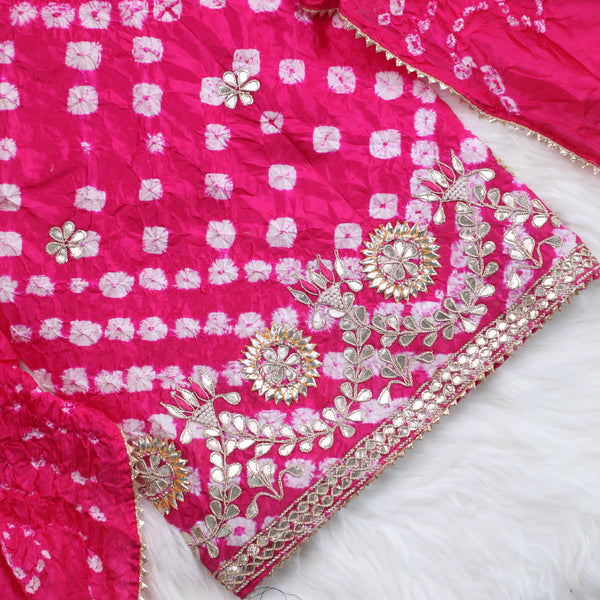 Bandez Fusia color Embroidery Suit Set with Dupatta