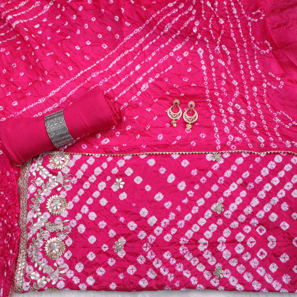 Bandez Fusia color Embroidery Suit Set with Dupatta