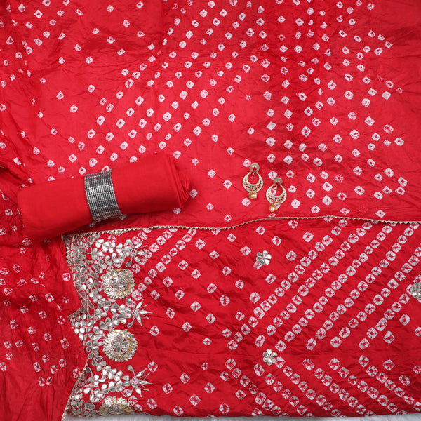 Bandez Red Embroidery Suit Set With Dupatta