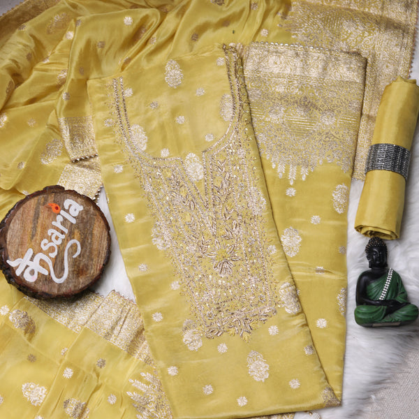 Rajsi Collection Yellow Embroidered Suit Set with Dupatta