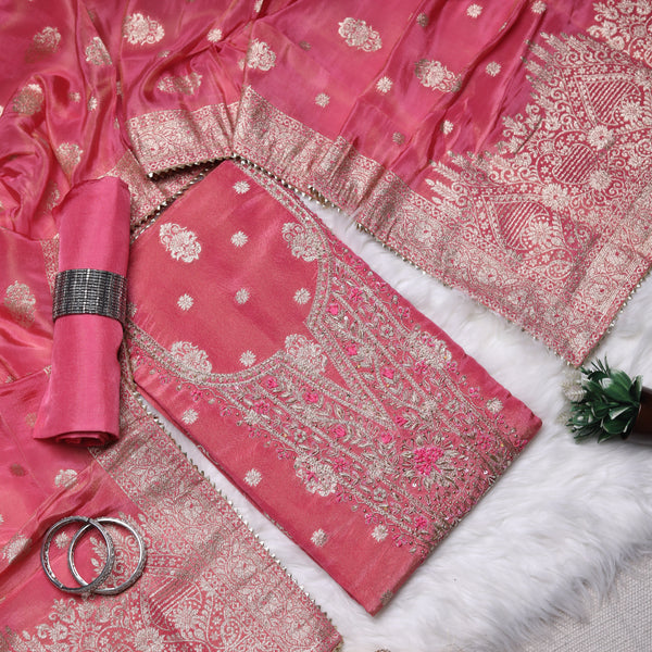 Rajsi Collection Pink Embroidered Suit Set with Dupatta