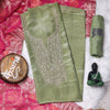 Rajsi Collection Green Shimmer Tissue Suit Set with Pink Dupatta