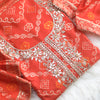 Bandez Rust Color Embroidery Suit Set With Dupatta