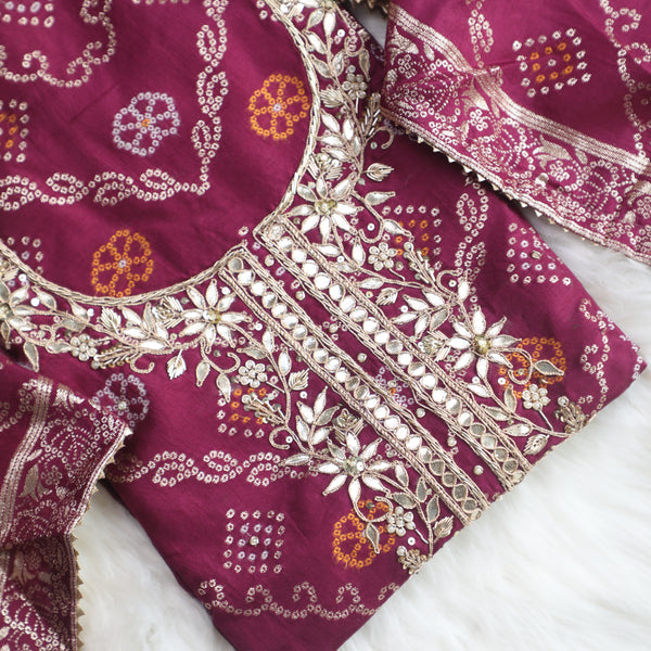 Bandez Purple Color Embroidery Suit Set With Dupatta