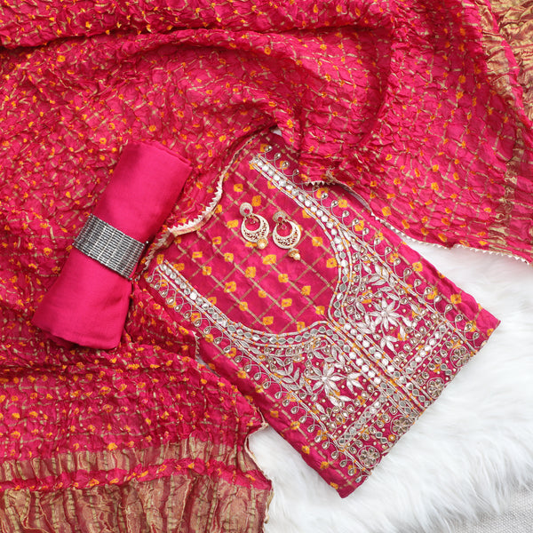 Bandez Pink Color Embroidery Suit Set With Dupatta