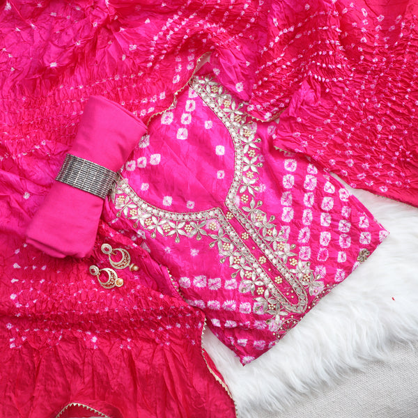 Bandez Fuchsia Pink Embroidery Suit Set With Dupatta