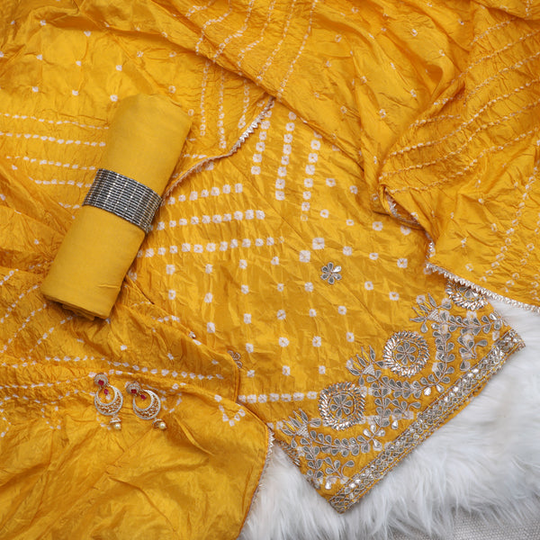 Bandez Yellow Embroidery Suit Set With Dupatta