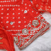 Bandez Orange Embroidery Suit Set With Dupatta