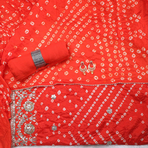 Bandez Orange Embroidery Suit Set With Dupatta