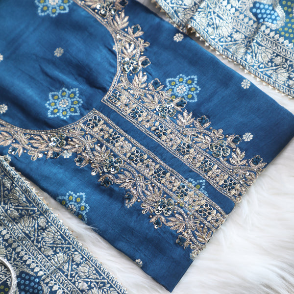Rajsi Collection Royal Blue Embroidered Suit Set with Dupatta