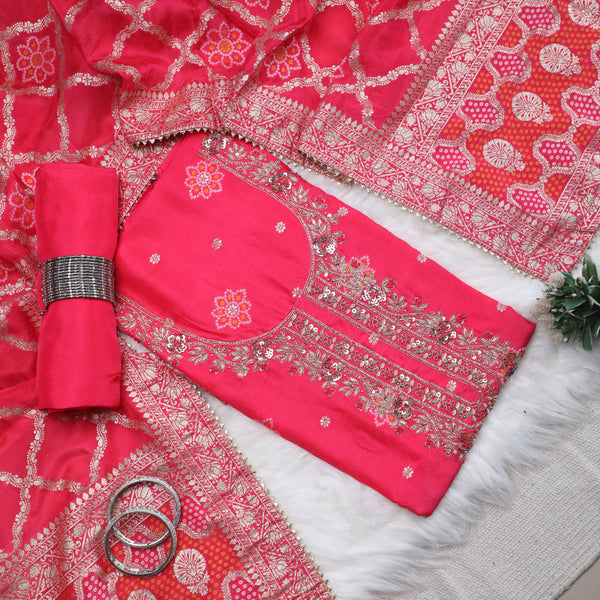 Rajsi Collection Pink Embroidered Suit Set with Dupatta