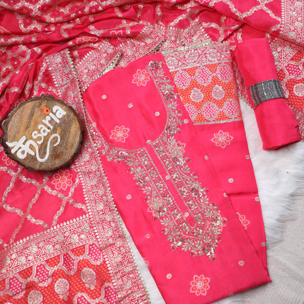 Rajsi Collection Pink Embroidered Suit Set with Dupatta
