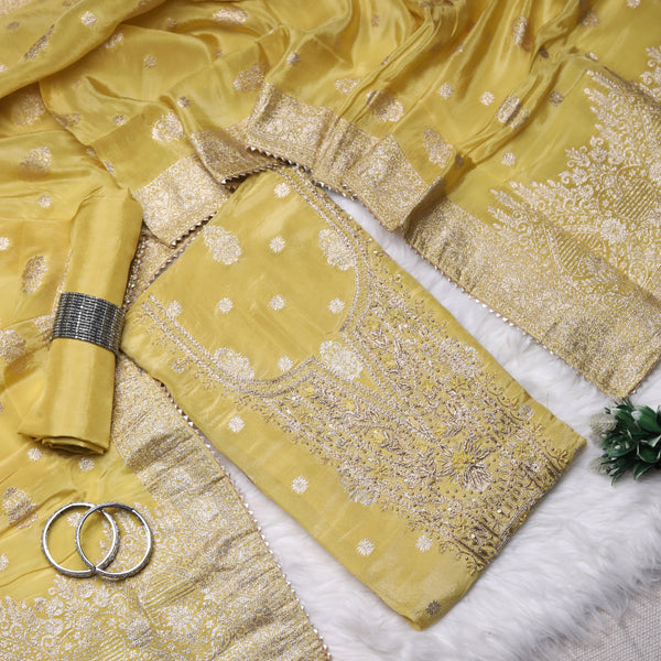 Rajsi Collection Yellow Embroidered Suit Set with Dupatta