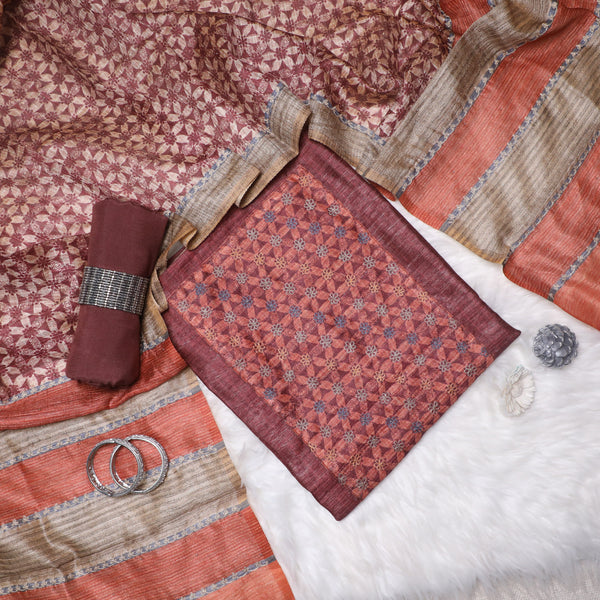 Gulbahar Wine color Handcrafted Suit Set with Digital print Dupatta