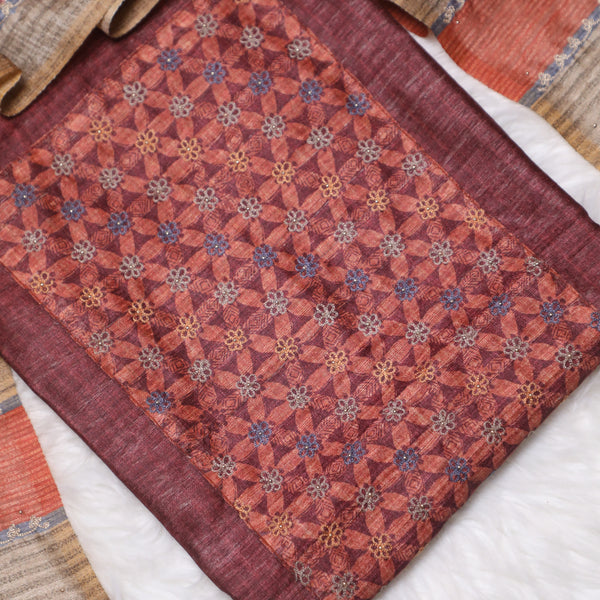 Gulbahar Wine color Handcrafted Suit Set with Digital print Dupatta