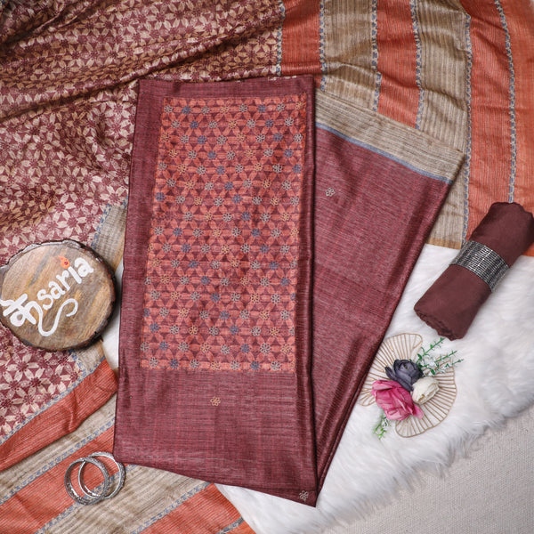 Gulbahar Wine color Handcrafted Suit Set with Digital print Dupatta