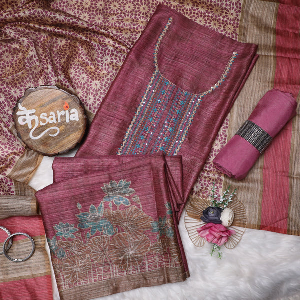 Gulbahar Handcrafted Pink Suit Set With Digital Print Dupatta