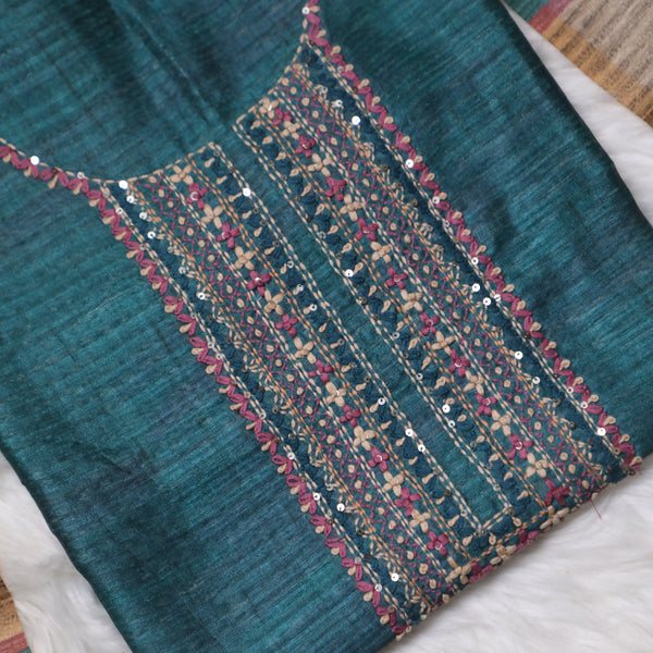 Gulbahar Handcrafted Teal Suit Set With Digital Print Dupatta