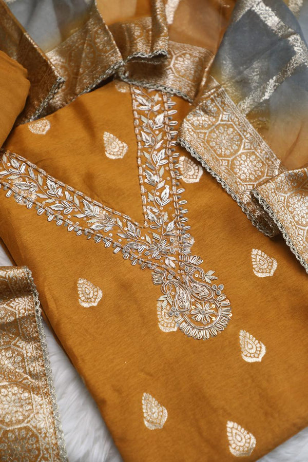 Dola Silk Embroidered 3-Piece Traditional Suit Set