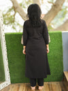 Vaishali Ebony Black Potli Button with Mirror Kalamkari Yoke Panel Cotton Kurti