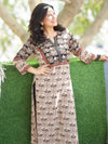 Shaniya Beige with Black Ajrak with Elephant Print Mirror Work Cotton Kurti