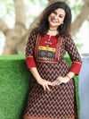 Mohini Coal Black Kutch Mirror Yoke with Embroidery Work Gamthi Print Cotton Kurti-D2