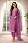 Regal Mauve Embroidered Kurta Set
